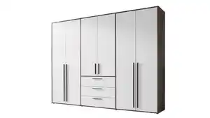 Kleiderschrank mit Schubladen weiß graphit 270 cm 6-türig - LATTARI