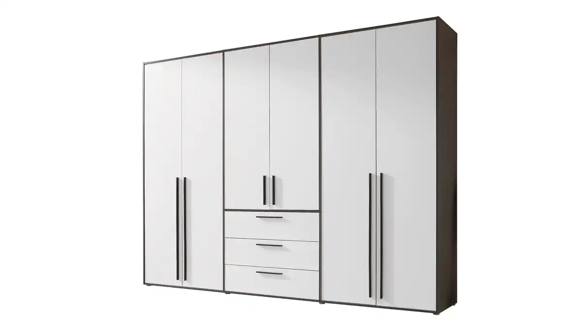Bild 1 von Kleiderschrank mit Schubladen weiß graphit 270 cm 6-türig - LATTARI