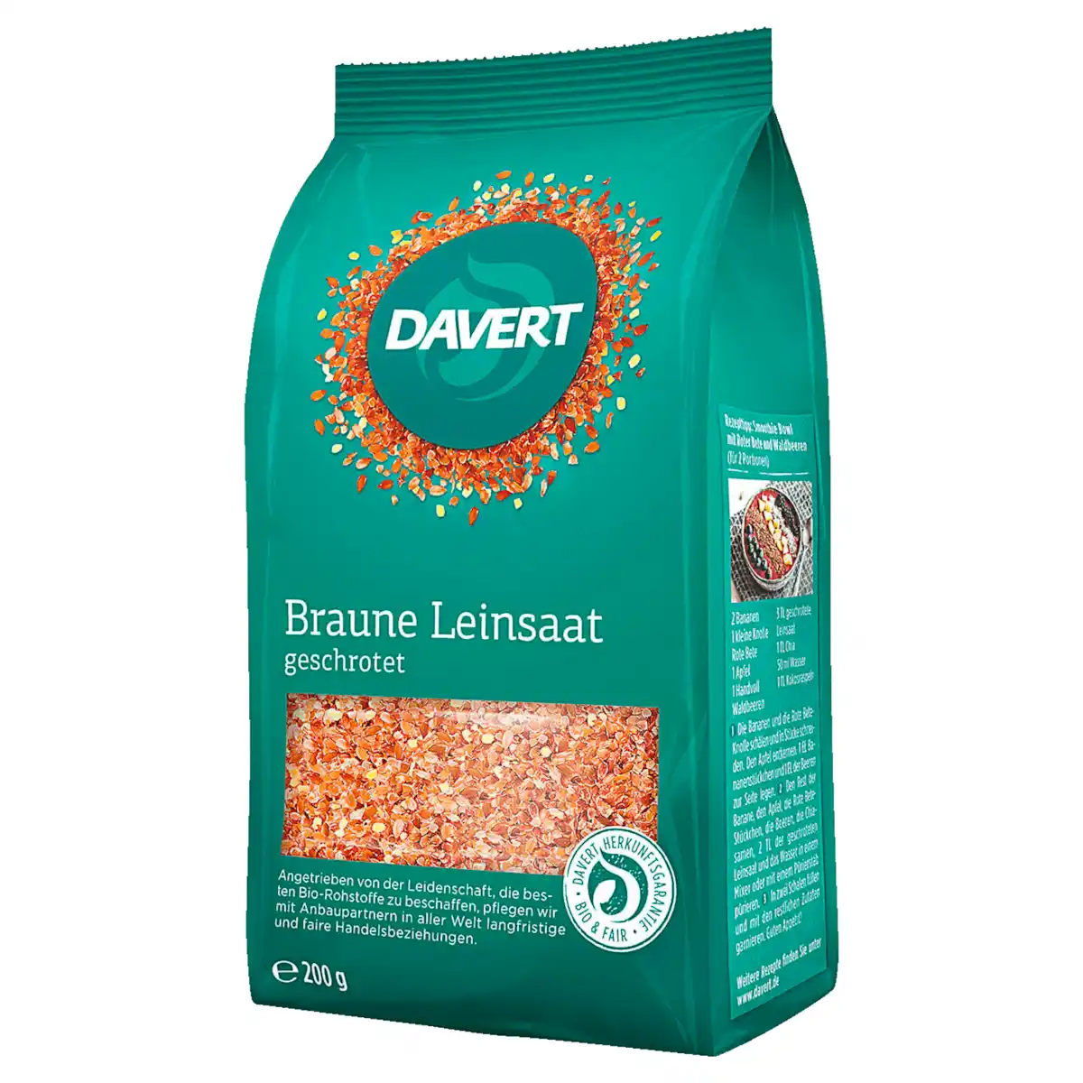 Bild 1 von Davert Bio Braune Leinsaat geschrotet 200g