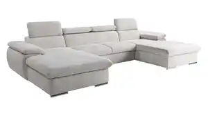 Wohnlandschaft Schlaffunktion creme 352 cm - Bettkasten - CARLO