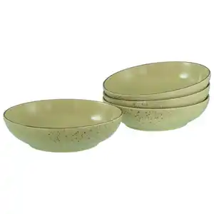 Creatable Schüsselset Nature Collection, Grün, Keramik, 4-teilig, rund, handbemalt, lebensmittelecht, stapelbar, Essen & Trinken, Geschirr, Schalen & Schüsseln, Schüsselset