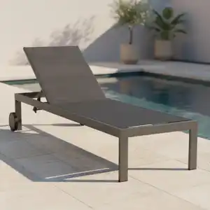 Gardenson Sonnenliege, Anthrazit, Metall, Textil, Uni, 60x35x198 cm, Räder am Kopfende, gastro- und objekttauglich, wetterbeständig, UV-beständig, lichtecht, Rückenlehne verstellbar, Gartenmöbel