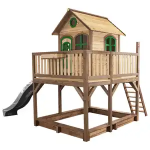 Spielturm, Braun, Grau, Grün, Holz, Hemlocktanne, 377x291x255 cm, EN 71, CE, FSC 100%, Outdoor Spielzeug, Spieltürme