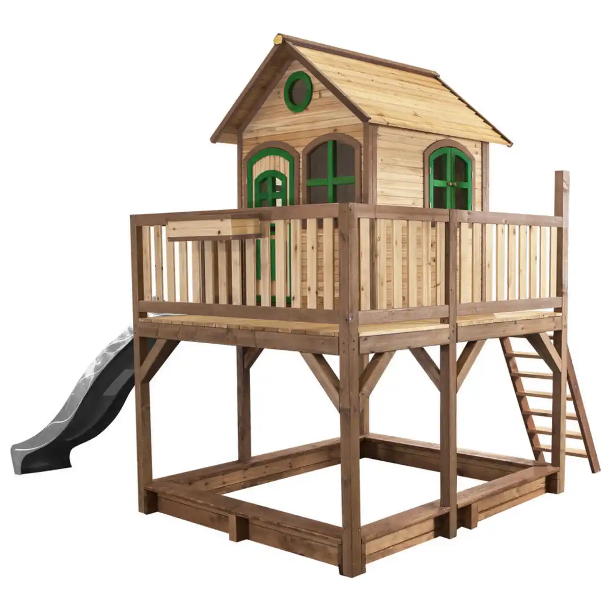 Bild 1 von Spielturm, Braun, Grau, Grün, Holz, Hemlocktanne, 377x291x255 cm, EN 71, CE, FSC 100%, Outdoor Spielzeug, Spieltürme