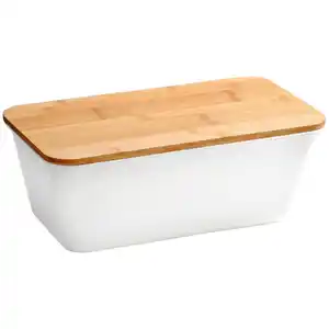 Kesper Brotkasten, Weiß, Holz, Bambus, rechteckig, 21x15x36 cm, FSC 100%, Schneidebrett, Küchenzubehör, Brotkästen & -Körbe