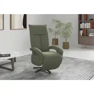 Sit & More Relaxsessel ZOE E, Olivgrün, Metall, 74x112x82 cm, Goldenes M, Oeko-Tex® Standard 100, Made in Europe, DGM-Klimapakt, Sitzfläche 360° drehbar, gepolsterte Armlehnen, Wohnzimmer, Sessel