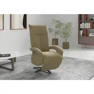 Sit & More Relaxsessel ZOE E, Olivgrün, Metall, 74x112x82 cm, Goldenes M, Oeko-Tex® Standard 100, Made in Europe, DGM-Klimapakt, Sitzfläche 360° drehbar, gepolsterte Armlehnen, Wohnzimmer, Sessel