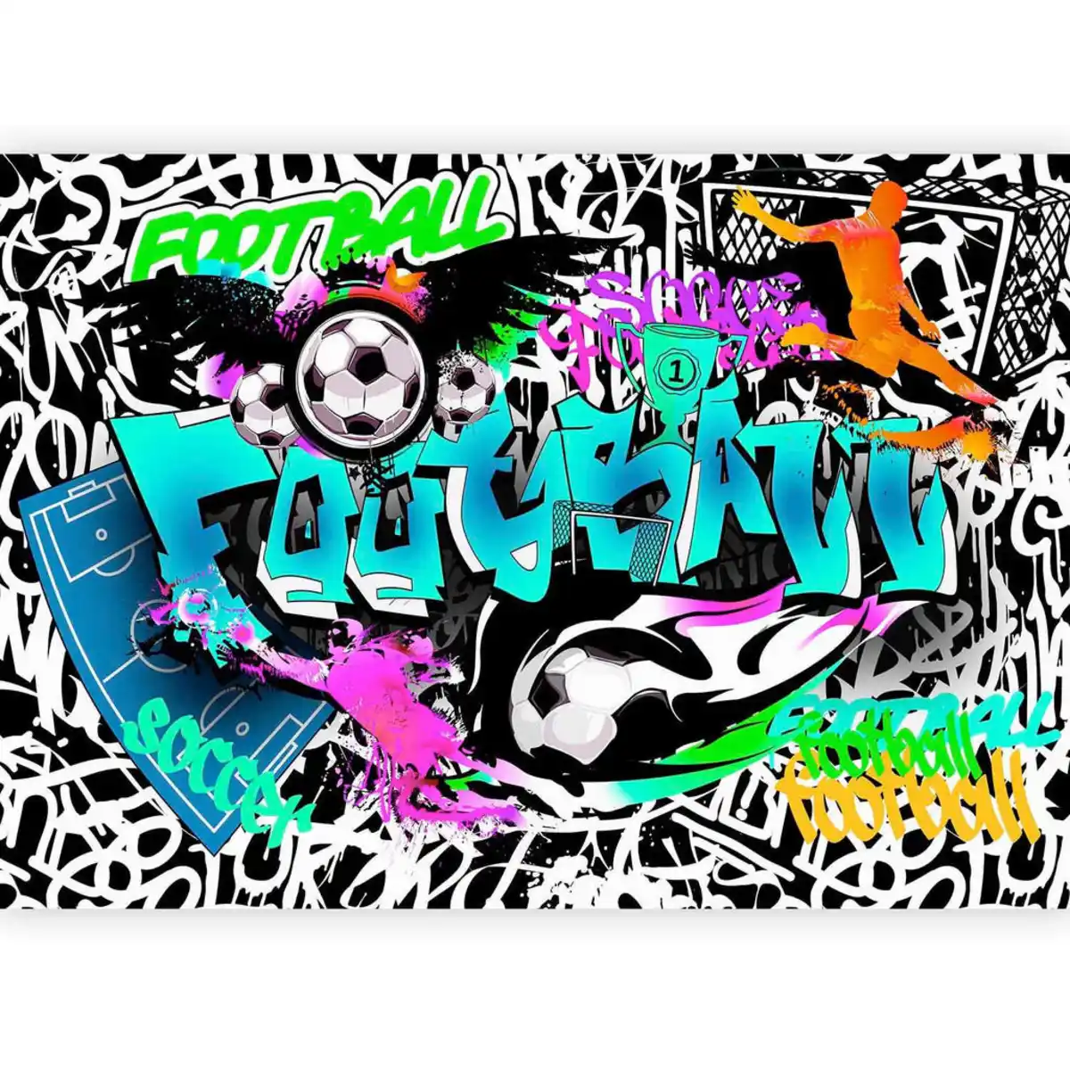 Bild 1 von artgeist Fototapete, Mehrfarbig, Textil, Fußball, 350x245 cm, CE, Tapeten & Wandverkleidungen, Fototapeten