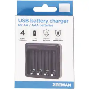 USB Batterieladegerät - Schwarz, Schwarz, One size