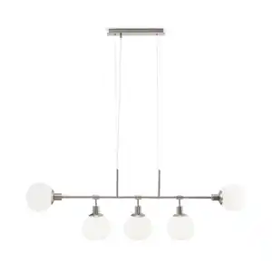 Maytoni Pendelleuchte Modern, Weiß, Nickel, Metall, Glas, Kugel,Kugel, 15x37.3x120 cm, CE, höhenverstellbar, gleichmäßige Lichtverteilung, Lampen & Leuchten, Innenbeleuchtung, Hängelampen, Pende