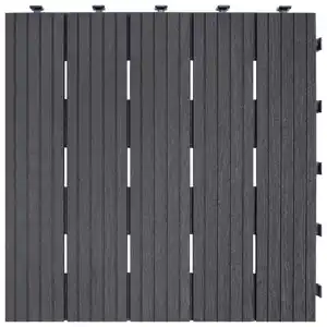 Terrassenfliese Steel Grey 30X30Cm 6-Er Set, Dunkelgrau, Kunststoff, 31.5x9x31.5 cm, Gartenzubehör, Terrassen- & Balkonböden, Terrassenfliesen