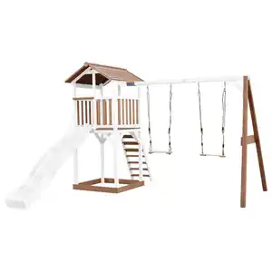 Spielturm, Braun, Weiß, Holz, Kunststoff, 356.6x241.9x349 cm, EN 71, CE, FSC 100%, Outdoor Spielzeug, Spieltürme