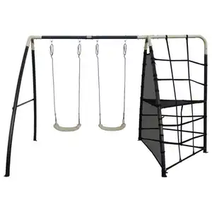 Schaukel, Anthrazit, Creme, Metall, 191x190x287 cm, EN 71, höhenverstellbar, Outdoor Spielzeug, Schaukeln
