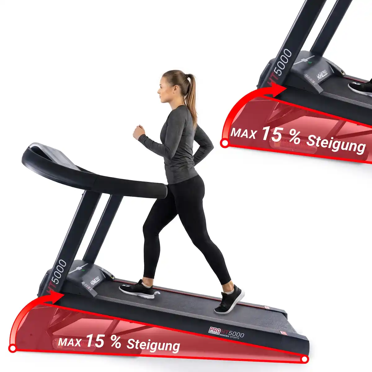 Bild 1 von Miweba Sports Laufband Home Track HT5000, mit Steigung, 2000 Watt, große Lauffläche, 1-18 km/h (Schwarz)