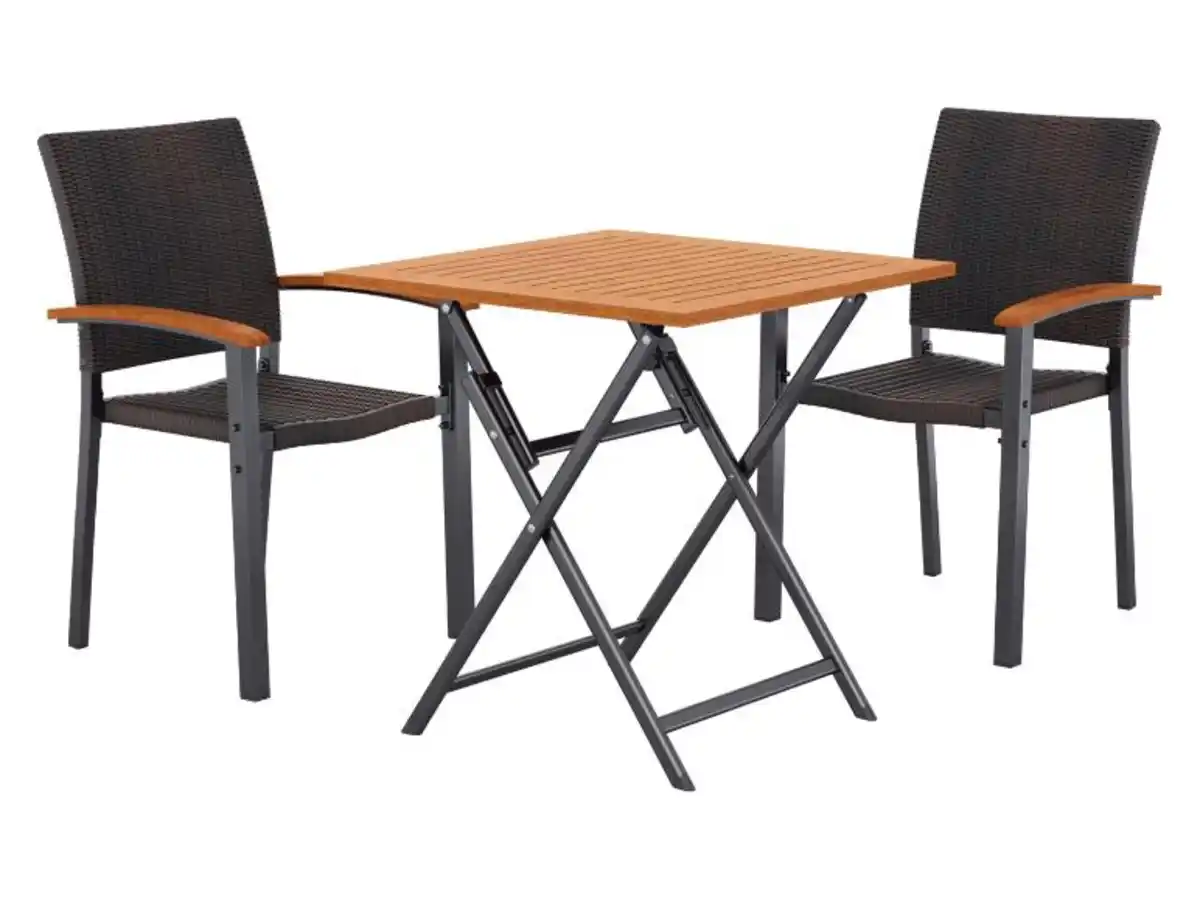 Bild 3 von LIVARNO® Geflecht-Set »Valencia«, 3-teilig - Klapptisch & 2 Stapelstühle