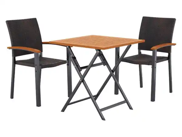 Bild 3 von LIVARNO® Geflecht-Set »Valencia«, 3-teilig - Klapptisch & 2 Stapelstühle