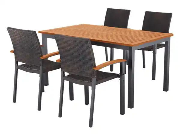 Bild 3 von LIVARNO® Geflecht-Set »Valencia«, 5-teilig - Standardtisch & 4 Stapelstühle