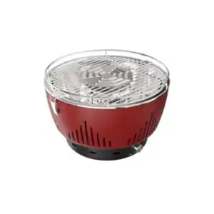 BBQ Hero Holzkohle-Tischgrill, mit Aktivbelüftung, rot, 34,8 x 34,8 x 24 cm