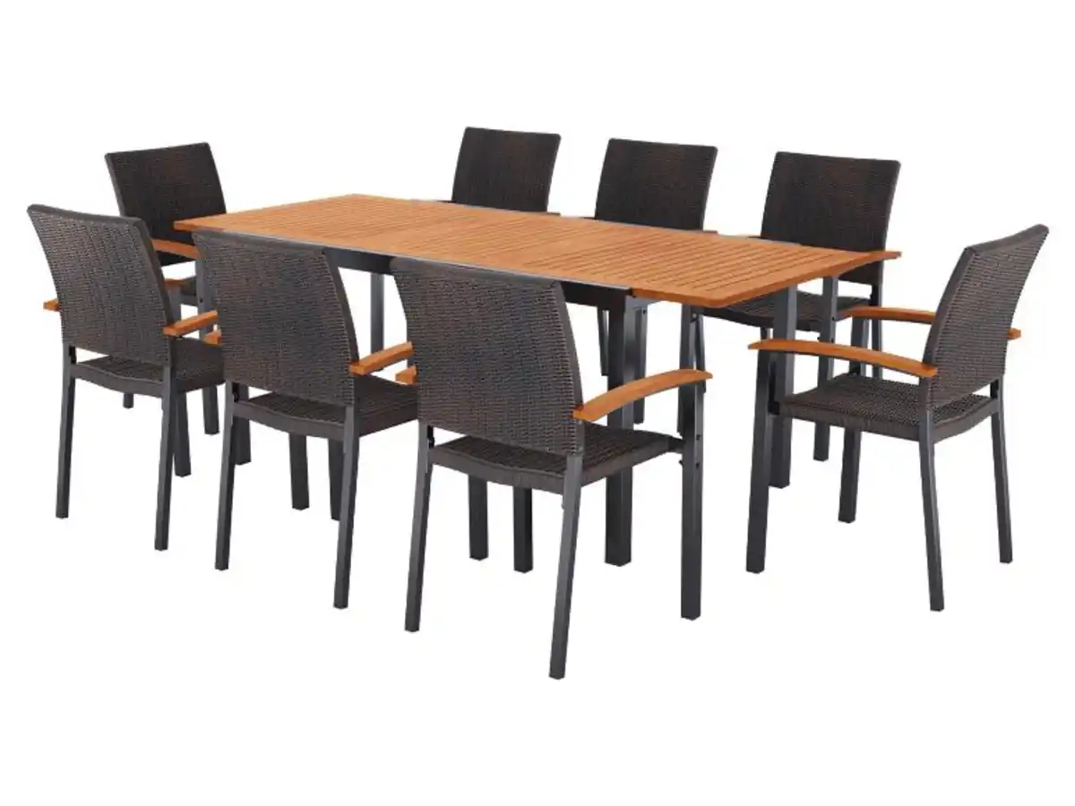 Bild 3 von LIVARNO® Geflecht-Set »Valencia«, 9-teilig - Ausziehtisch & 8 Stapelstühle