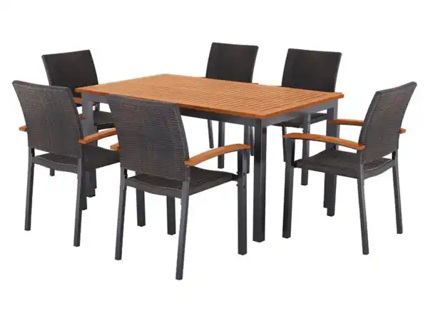 Bild 3 von LIVARNO® Geflecht-Set »Valencia«, 7-teilig - Standardtisch & 6 Stapelstühle