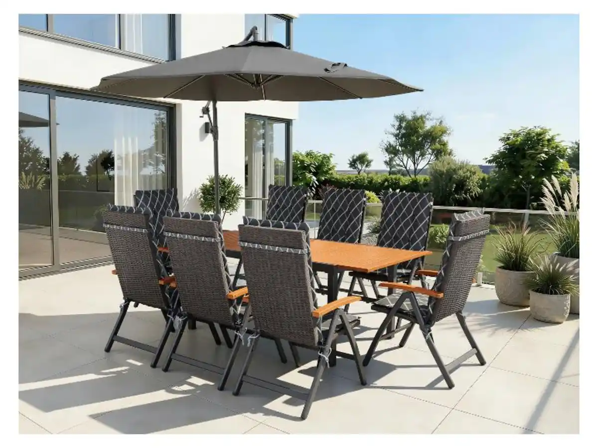 Bild 1 von LIVARNO® Geflecht-Set »Valencia«, 9-teilig - Ausziehtisch & 8 Klappsessel