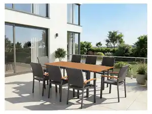 LIVARNO® Geflecht-Set »Valencia«, 9-teilig - Ausziehtisch & 8 Stapelstühle