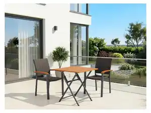 LIVARNO® Geflecht-Set »Valencia«, 3-teilig - Klapptisch & 2 Stapelstühle