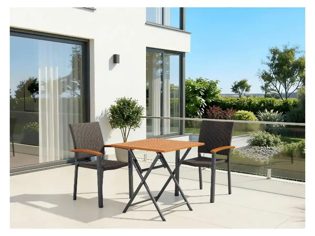 Bild 1 von LIVARNO® Geflecht-Set »Valencia«, 3-teilig - Klapptisch & 2 Stapelstühle