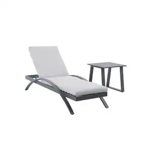 3tlg. Sonnenliege mit Tisch aus Aluminium RIAD XS - Anthrazit