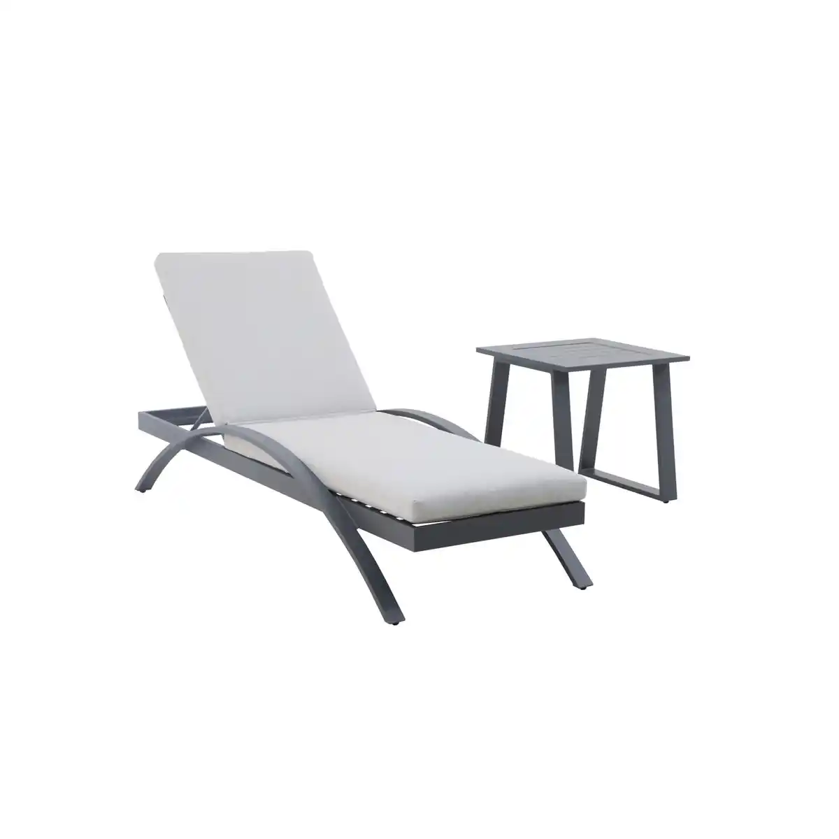 Bild 1 von 3tlg. Sonnenliege mit Tisch aus Aluminium RIAD XS - Anthrazit