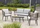 Bild 2 von 11tlg. Lounge-Set BARI aus Aluminium und Rope-Geflecht inkl. Polsterauflage - Grau