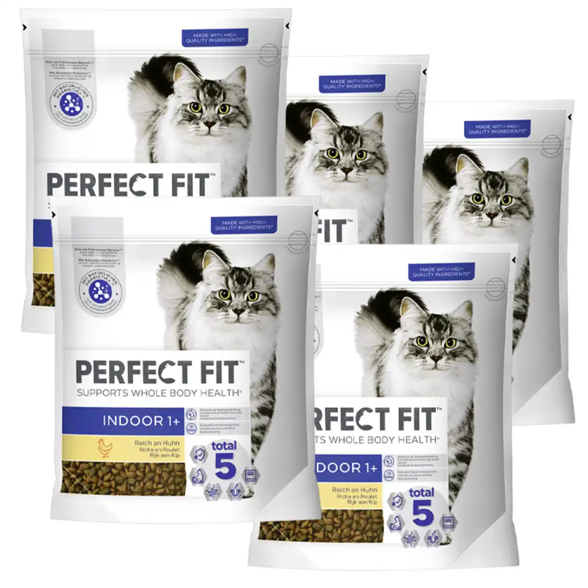 Bild 1 von Katze Beutel Indoor 1+ mit Huhn 5 x 1,4kg
