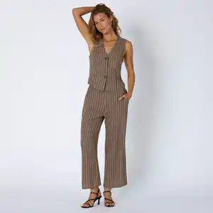 Damen-Caprihose aus Viskose-Leinen-Mix