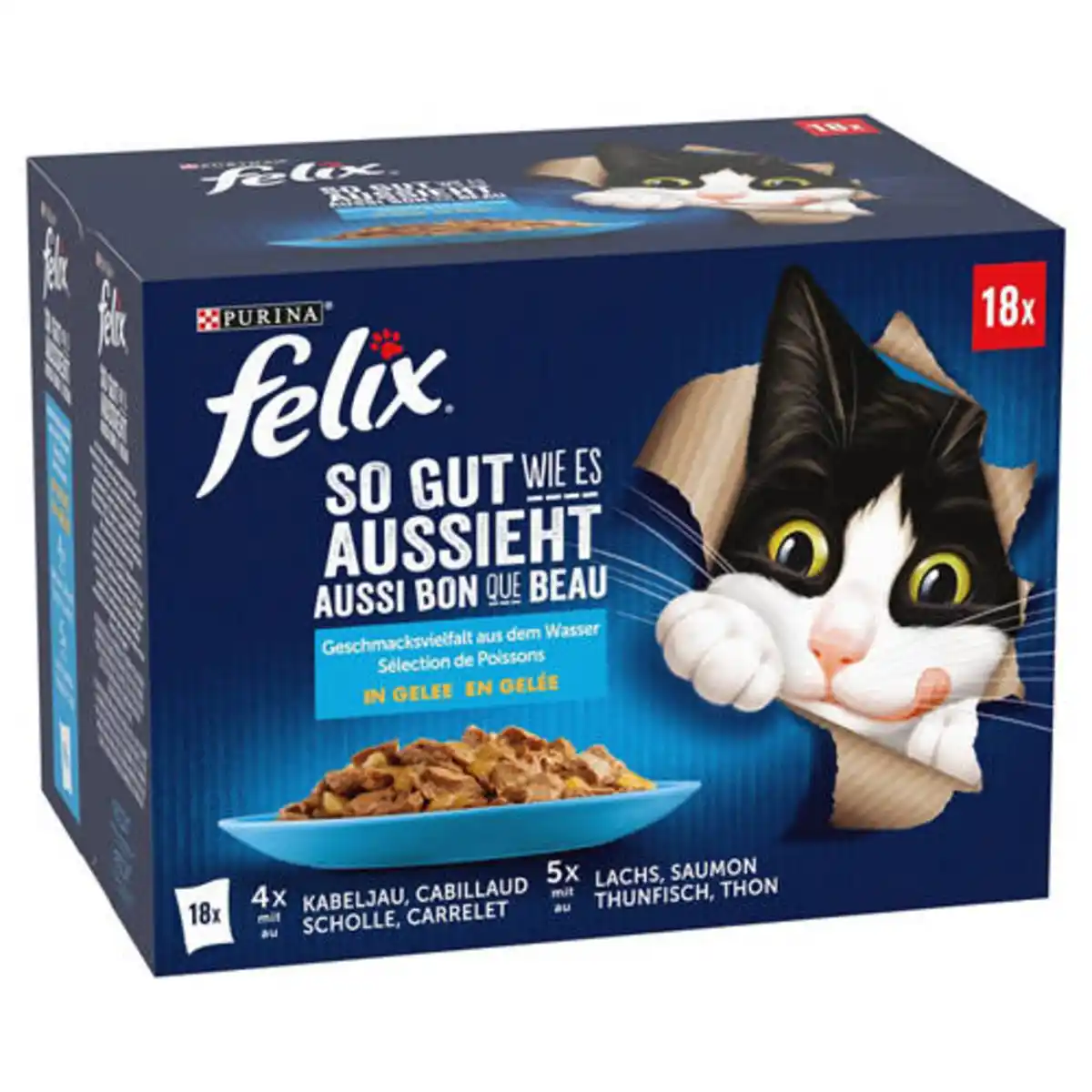 Bild 1 von PURINA Felix Nassfutter 18 x 85 g, Fisch