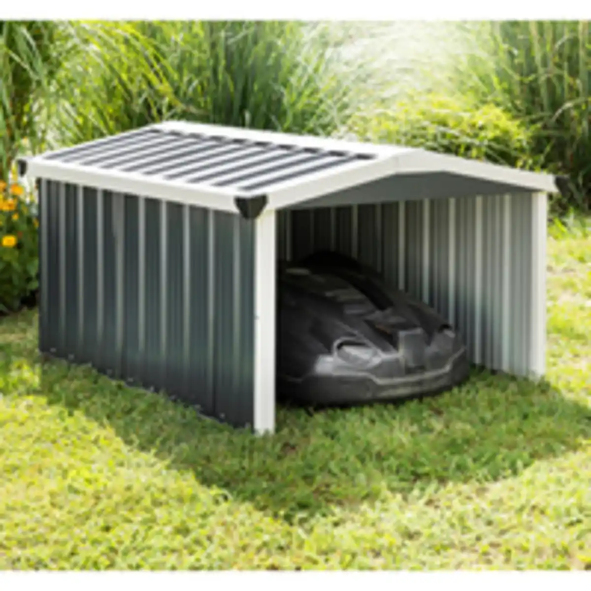 Bild 2 von Roboter-Rasenmäher Garage aus feuerverzinktem Stahlblech, ca. 100 x 80 x 62 cm