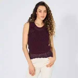 Damen-Stricktop mit Blumen-Details