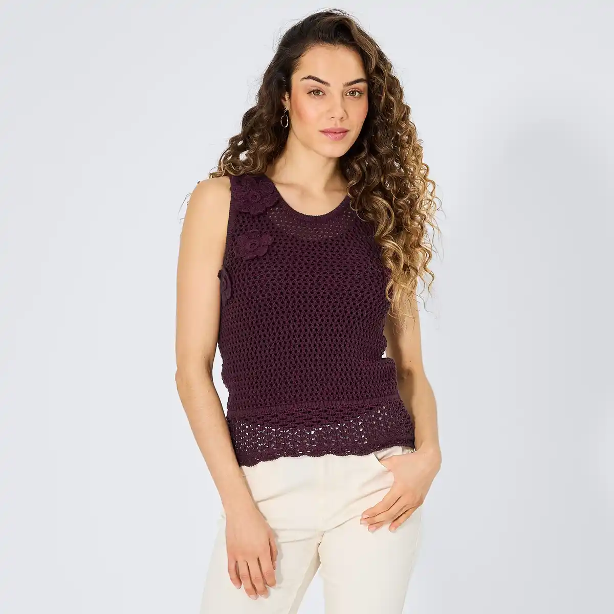 Bild 1 von Damen-Stricktop mit Blumen-Details
