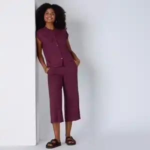 Damen-Caprihose aus Viskose-Leinen-Mix
