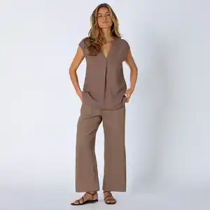 Damen-Caprihose aus Viskose-Leinen-Mix