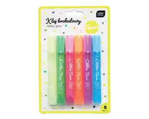 Bastelkleber Glitter neon, 6 Stück