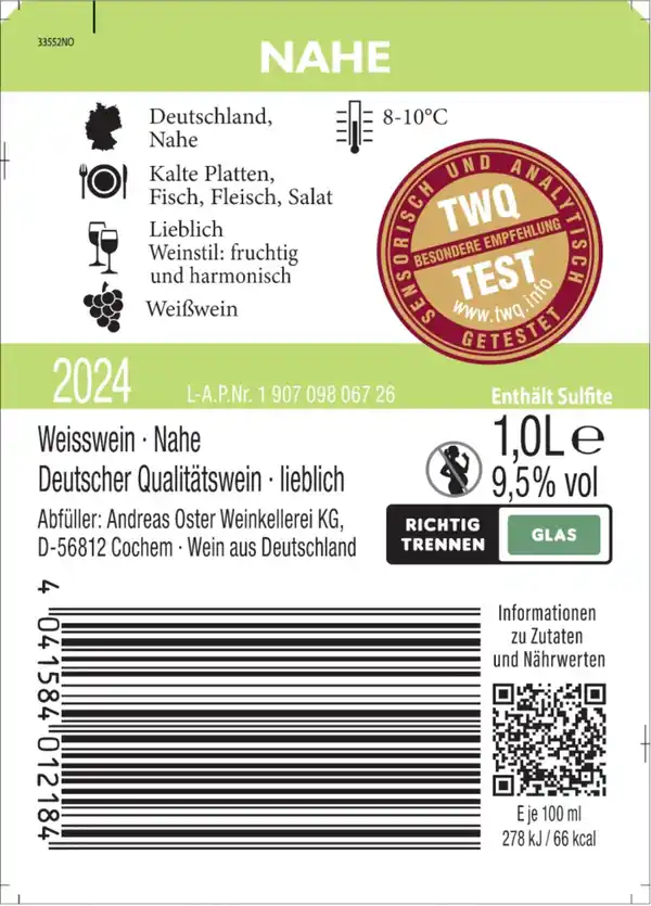 Bild 3 von Nahe Qualitätswein QbA, lieblich