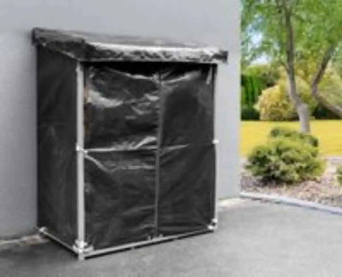 Bild 4 von Brennholzregal mit Abdeckung L aus Metall, ca. 185 x 70 x 185 cm - Schwarz