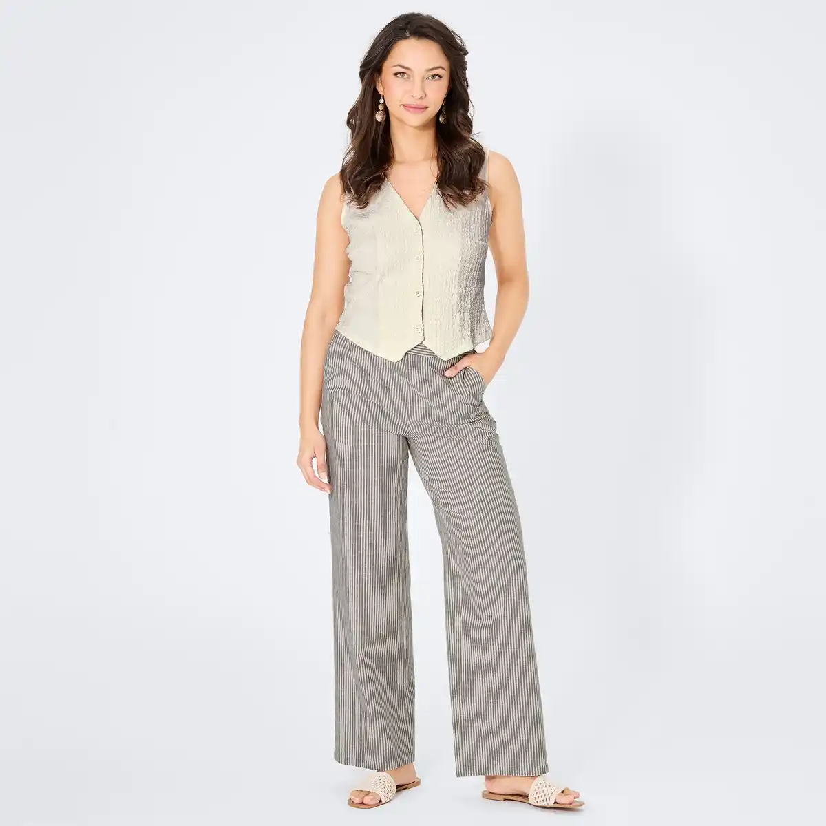 Bild 1 von Damen-Stoffhose mit gestreiftem Design