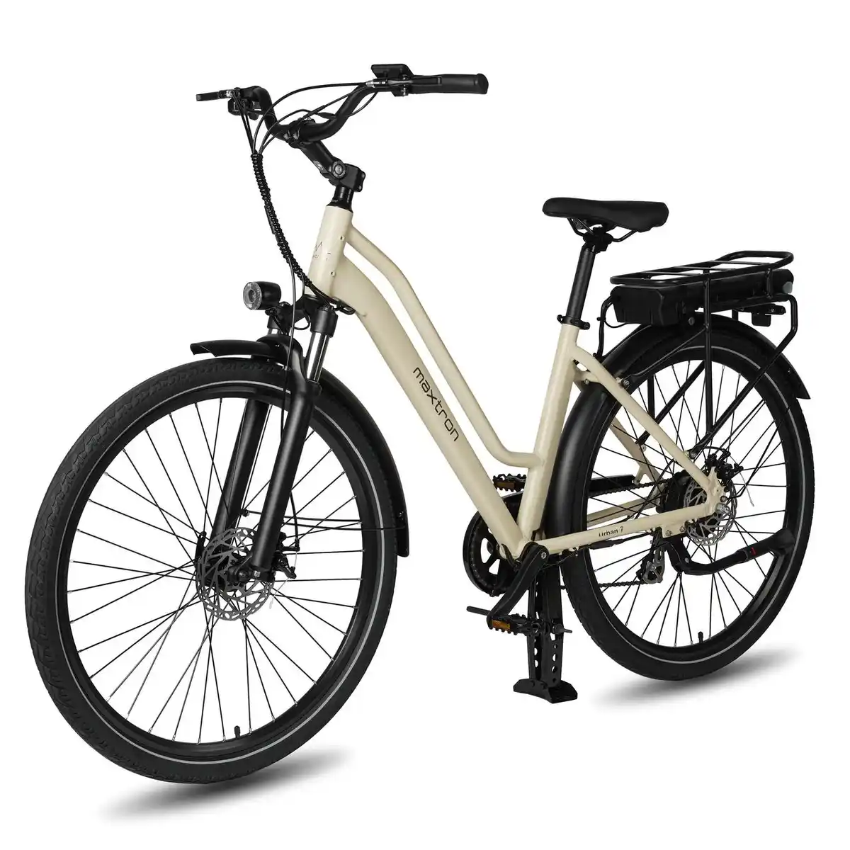 Bild 1 von Maxtron Urban 7,City E-Bike, HR-Nabenmotor,SHIMANO ALTUS 7-Gänge,mech.Scheibenbremse,creme-weiß