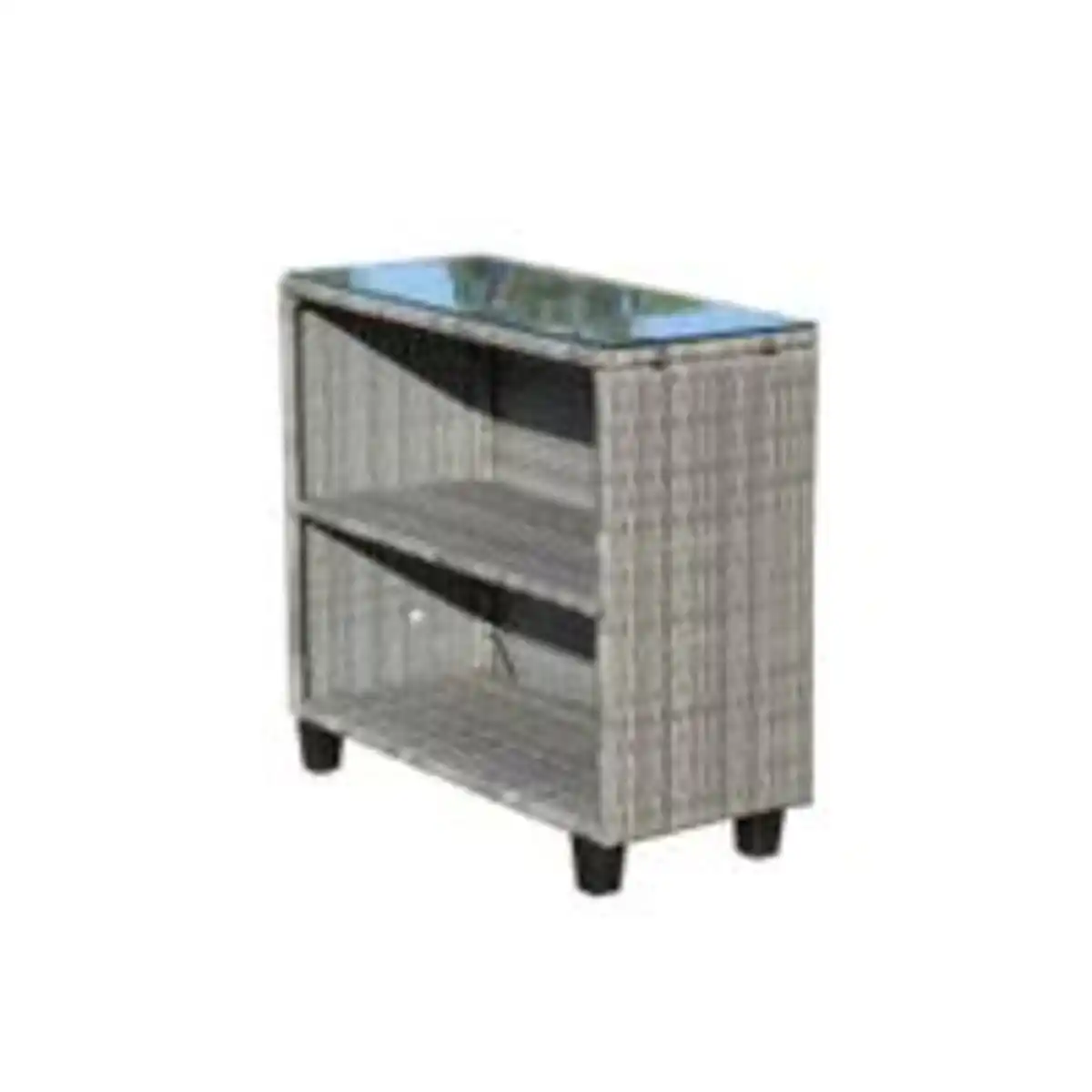Bild 4 von 15tlg. runde Garten-Sofagarnitur Loungeset mit 2 Seitenablagen - Grau