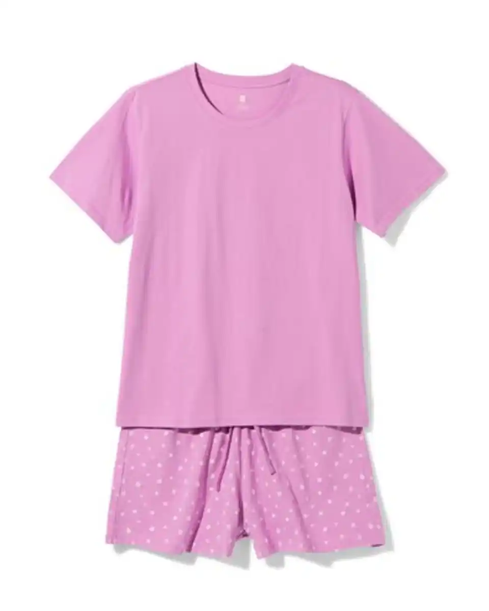 Bild 2 von Damen-Kurz-Pyjama Jersey Blumen violett