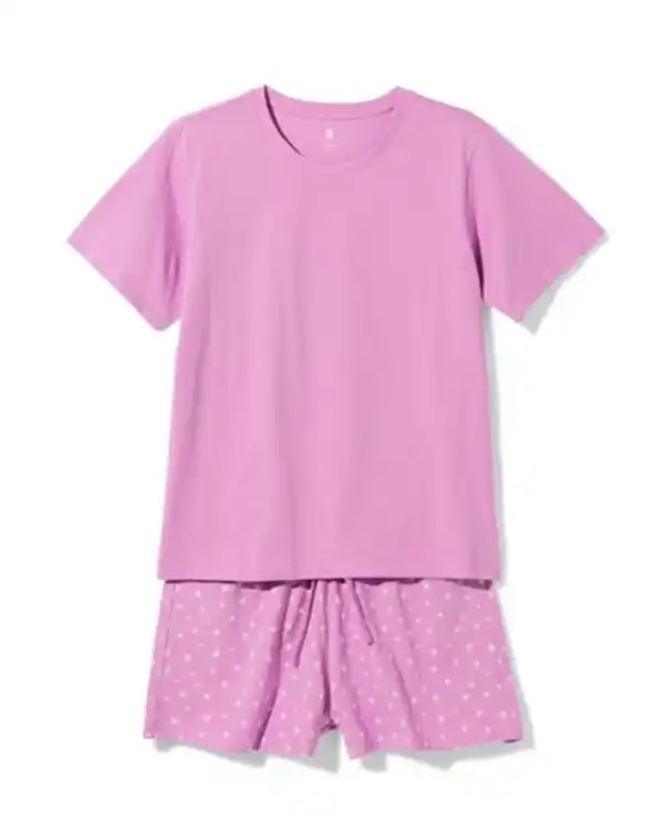 Bild 2 von Damen-Kurz-Pyjama Jersey Blumen violett