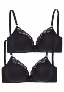 petite fleur by Lascana Bralette-BH (Packung, 2 Stück) ohne Bügel aus Baumwolle mit Spitze, bequemer BH