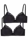 Bild 1 von petite fleur by Lascana Bralette-BH (Packung, 2 Stück) ohne Bügel aus Baumwolle mit Spitze, bequemer BH