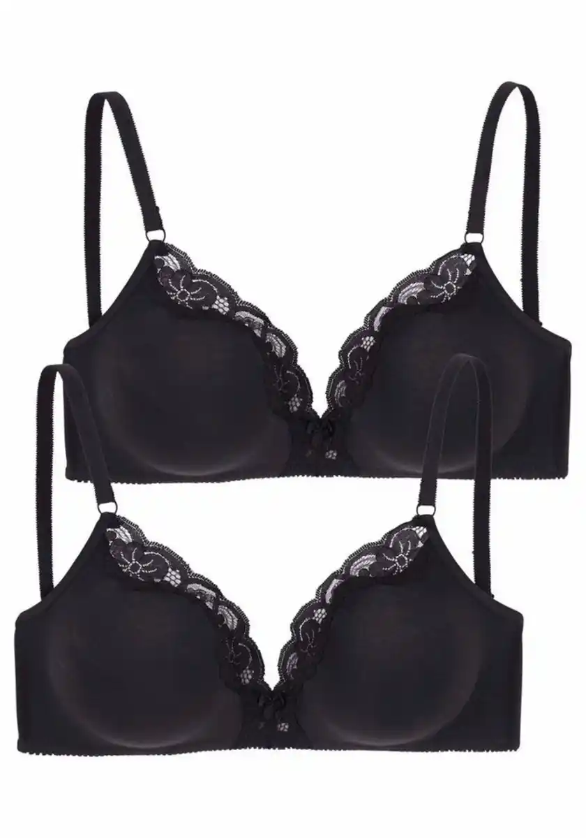 Bild 1 von petite fleur by Lascana Bralette-BH (Packung, 2 Stück) ohne Bügel aus Baumwolle mit Spitze, bequemer BH